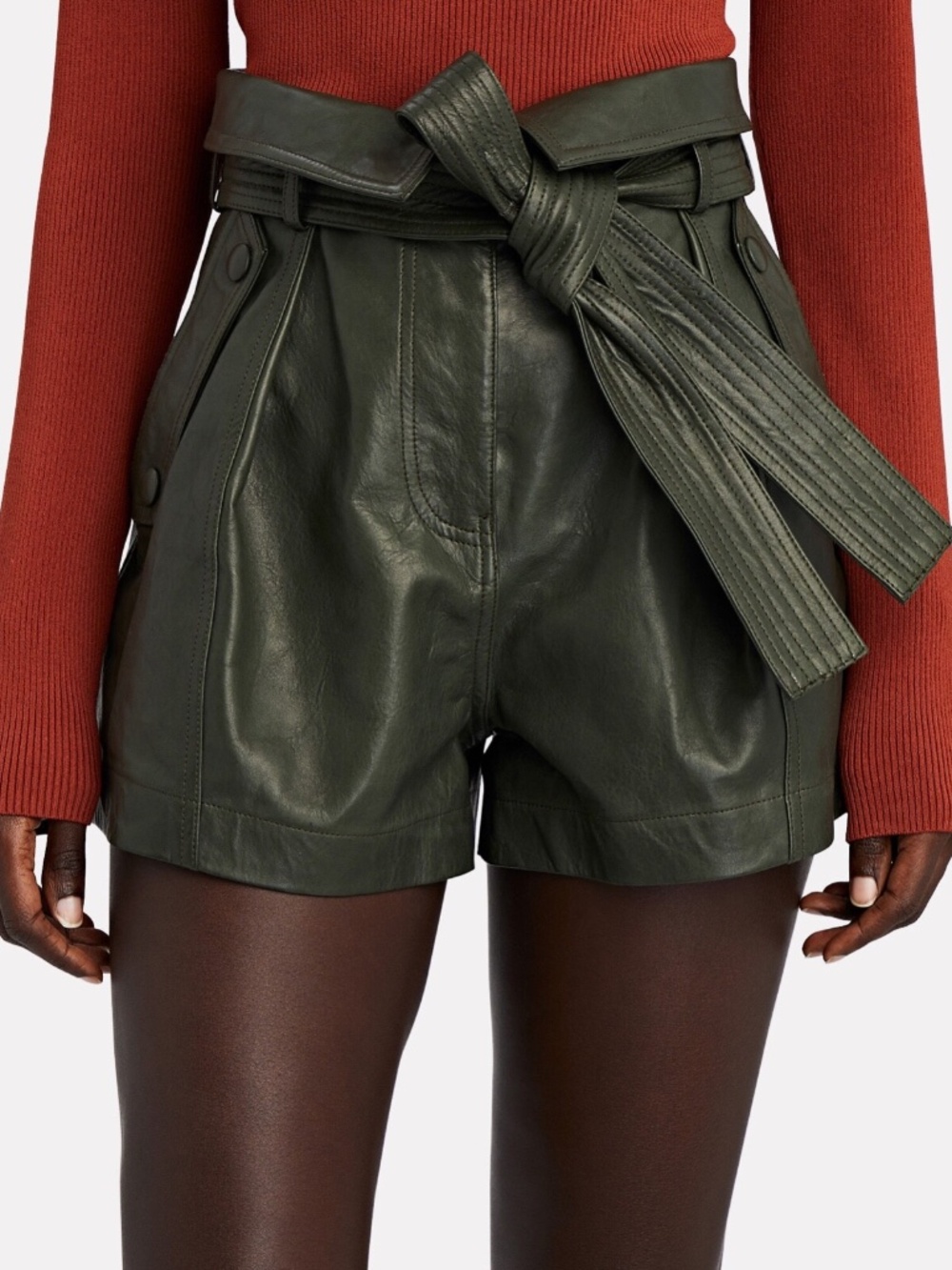 ULLA JOHNSON Othello Tie-Waist Leather Shorts - NWT Size 2
